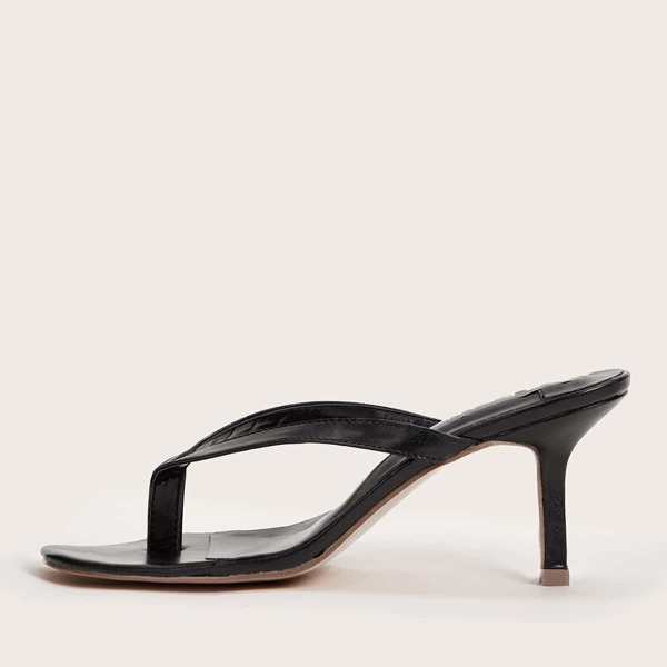 

Toe Post Stiletto Heeled Mules, Black