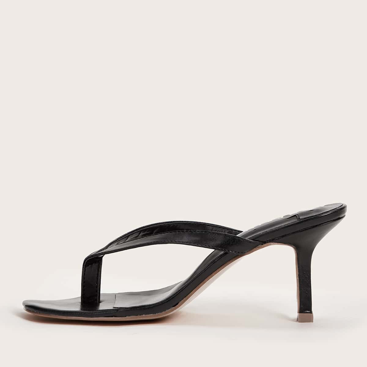 

Toe Post Stiletto Heeled Mules, Black