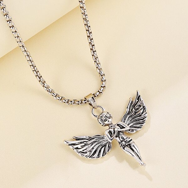 

Men Angel Charm Necklace, Silver