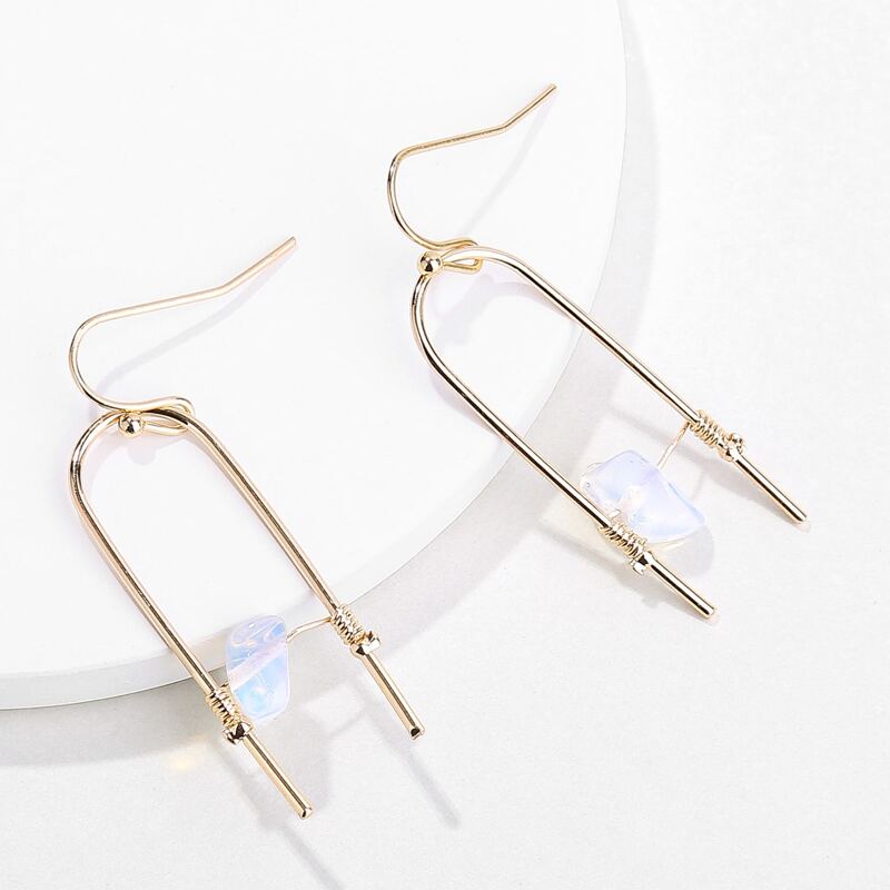 

Stone Decor Drop Earrings, White