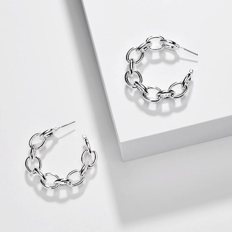 

Chain Cuff Earrings, Silver