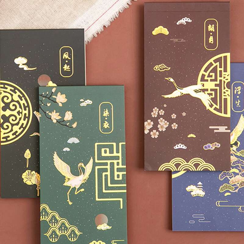 

4packs Crane Print Note Pad, Multicolor