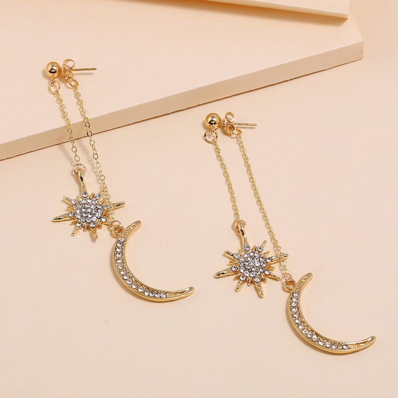 

Moon Charm Drop Earrings, Gold