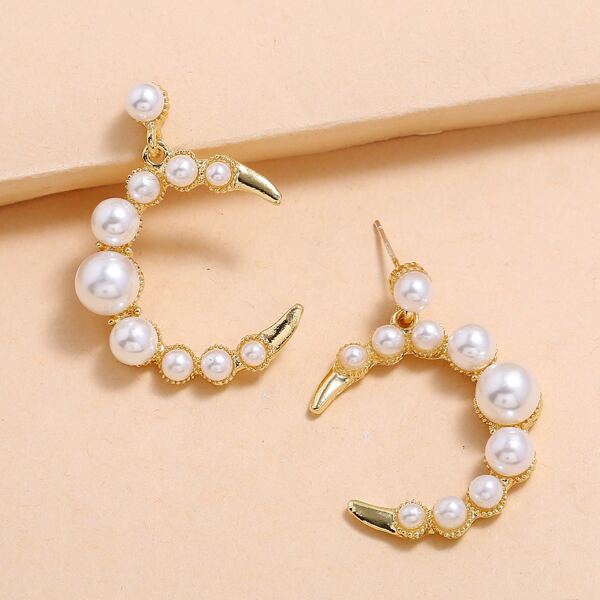 

Moon Charm Drop Earrings, Gold