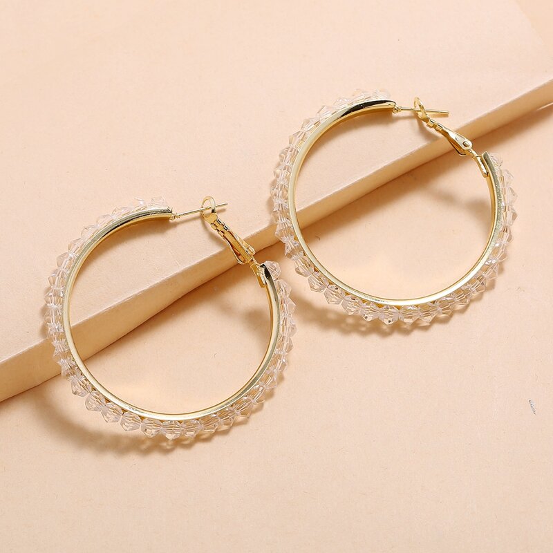

Beaded Hoop Earrings, Gold