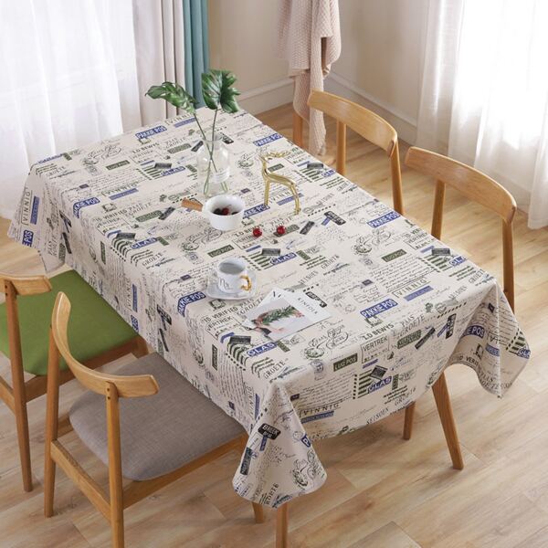

Vintage Slogan Graphic Tablecloth, Multicolor