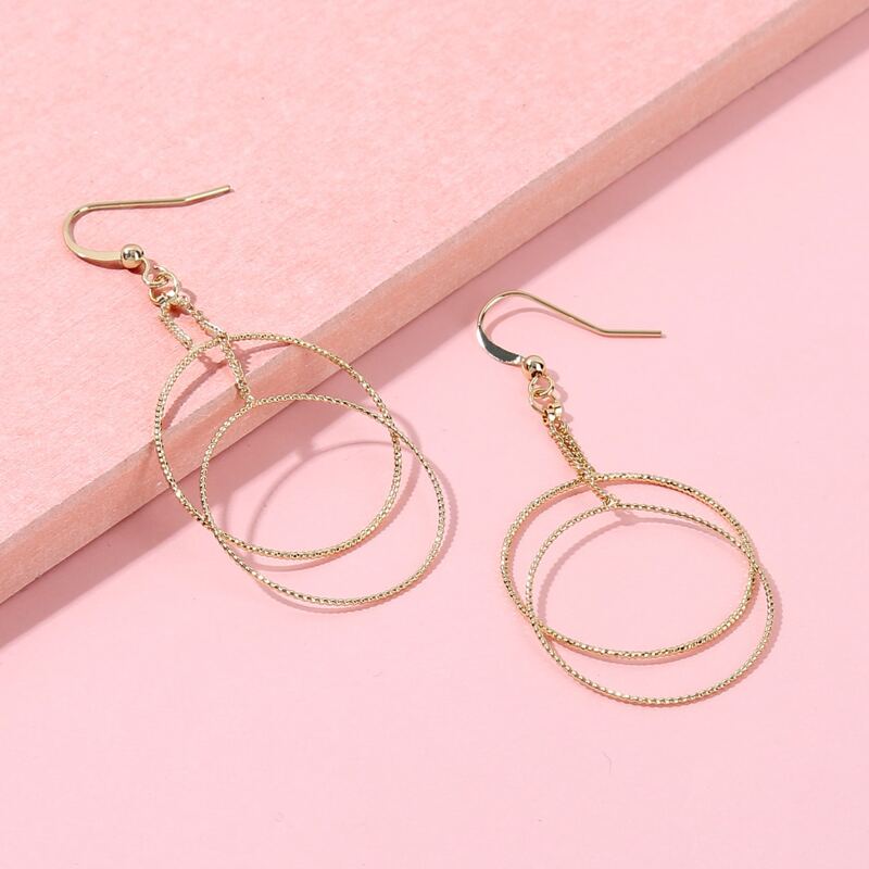 

Round Charm Drop Earrings, Gold