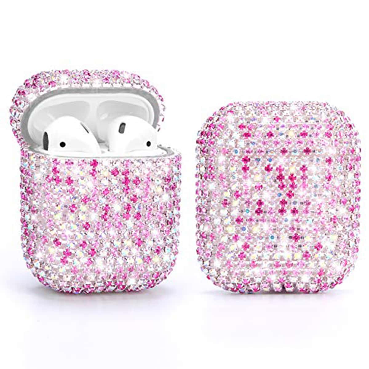 

1pc Rhinestone Decor Airpods Case, Pink