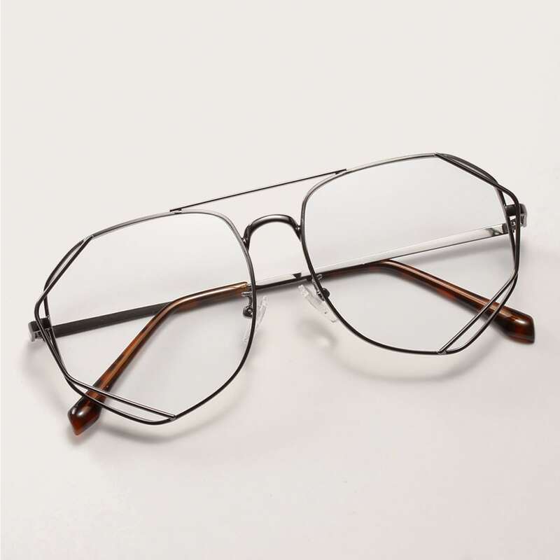 

Top Bar Metal Frame Glasses, Grey