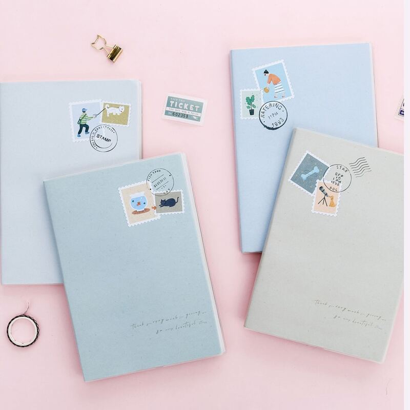 

1pc Stamp Pattern Random Notebook, Multicolor