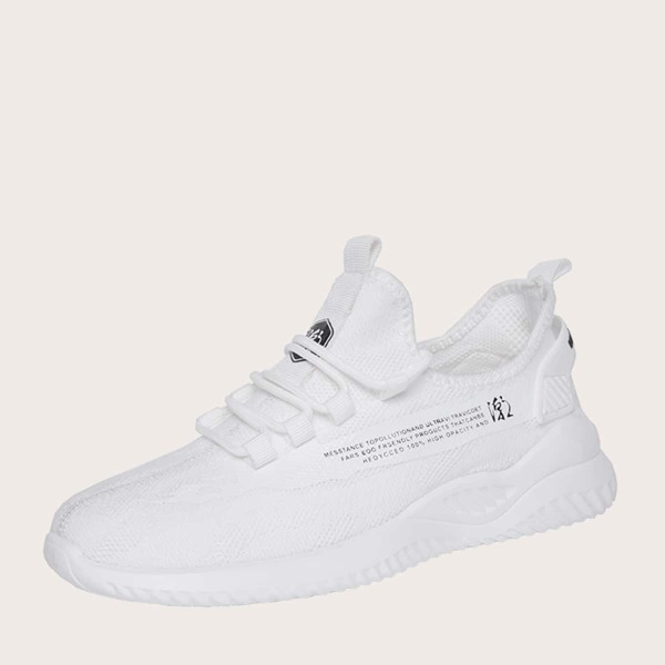 

Men Lace-up Front Knit Sneakers, White
