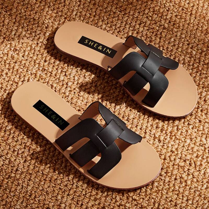 

Open Toe Cut-out Sliders, Black