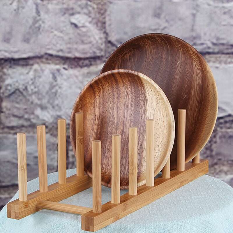 

Wooden Dining Plate Storage Rack, Brown