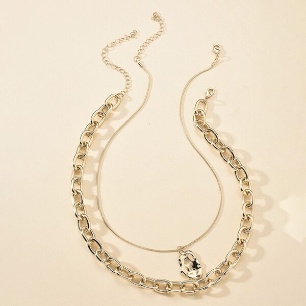 

2шт ожерелье с подвеской, Золотистый