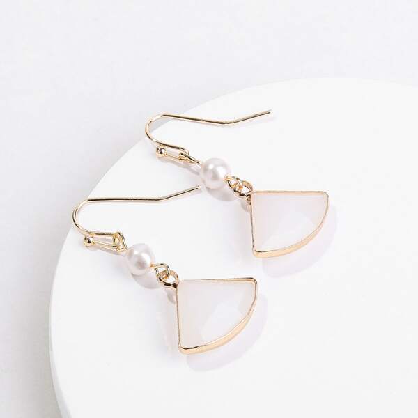 

Geometric Charm Drop Earrings, White
