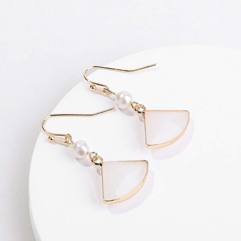

Geometric Charm Drop Earrings, White