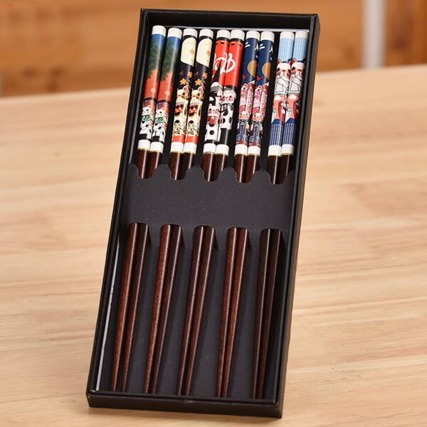 

5pair Random Pattern Chopstick, Black