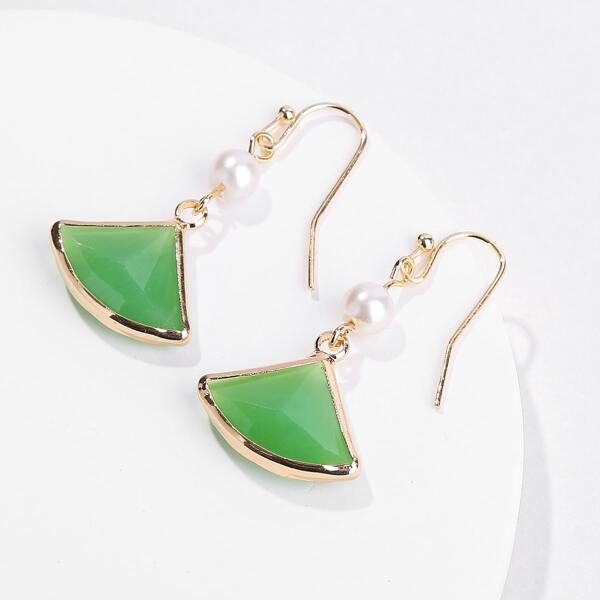 

Geometric Charm Drop Earrings, Green