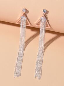 Tassel Drop Earrings - Silver - View 1