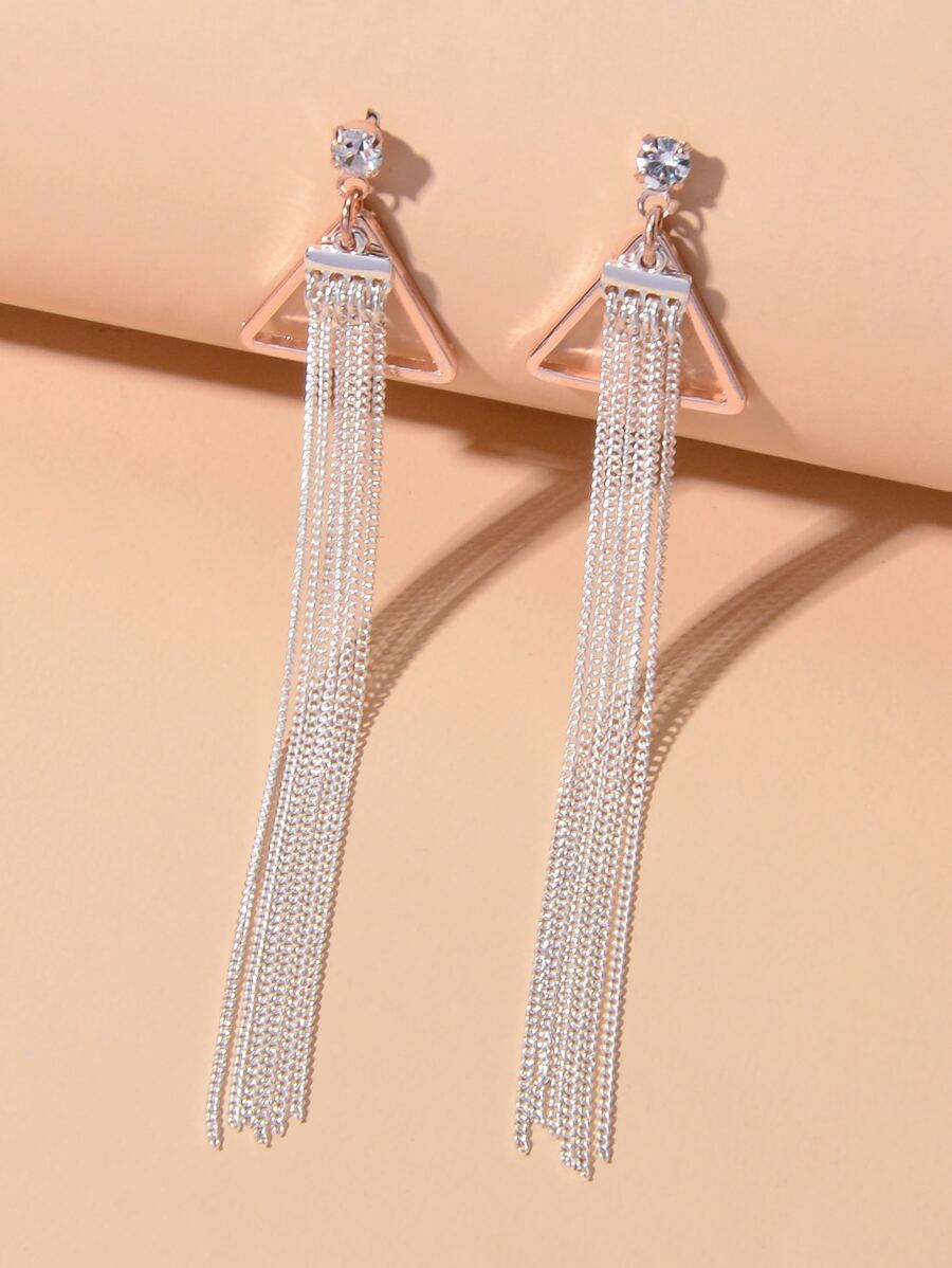 Tassel Drop Earrings - Silver - View 1