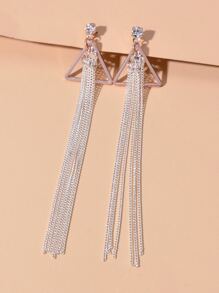 Tassel Drop Earrings - Silver - View 2