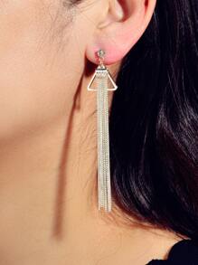 Tassel Drop Earrings - Silver - View 3
