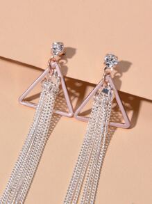 Tassel Drop Earrings - Silver - View 4