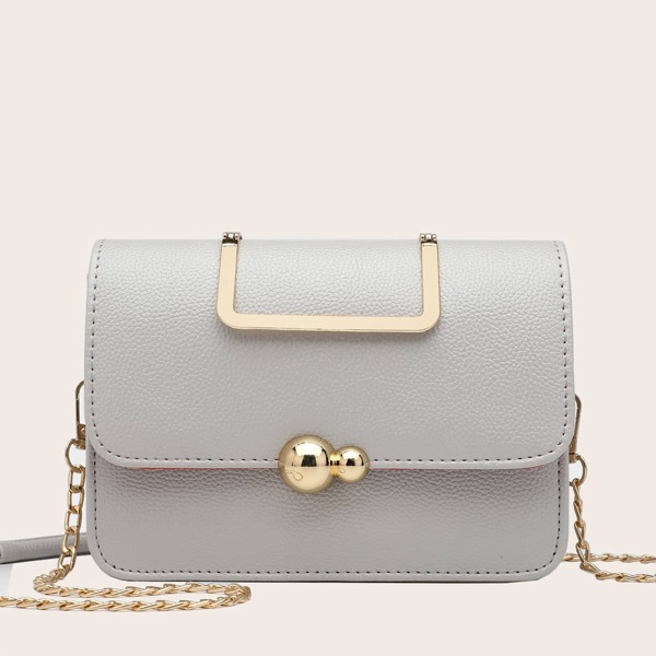 

Minimalist Flap Chain Crossbody Bag, Grey