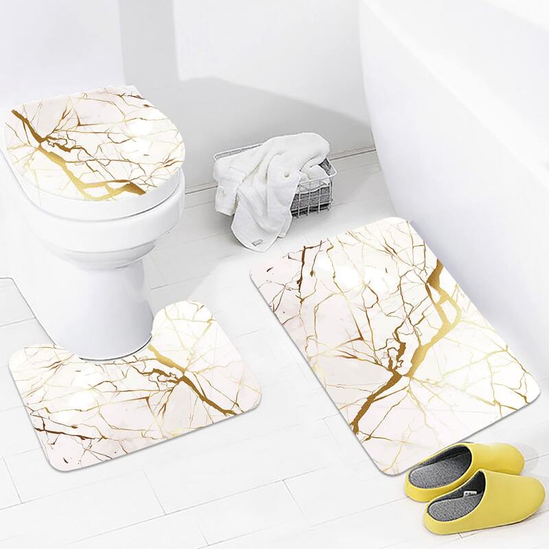 

3pcs Marble Pattern Closestool Mat, White