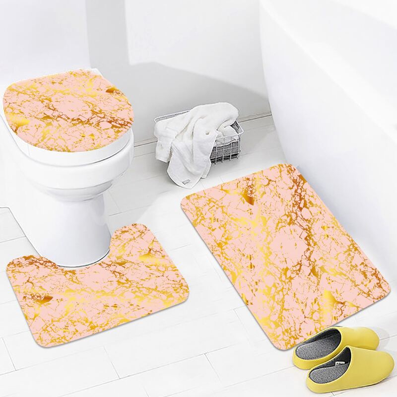 

3pcs Marble Pattern Closestool Mat, Multicolor