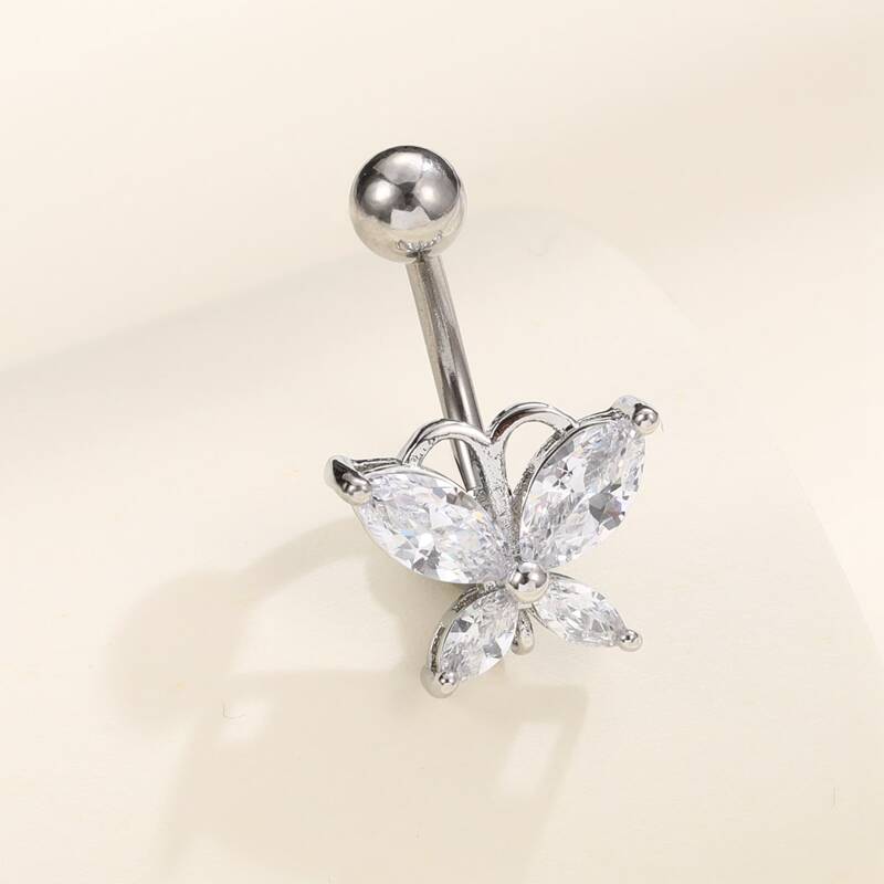 

Butterfly Decor Belly Ring, Silver