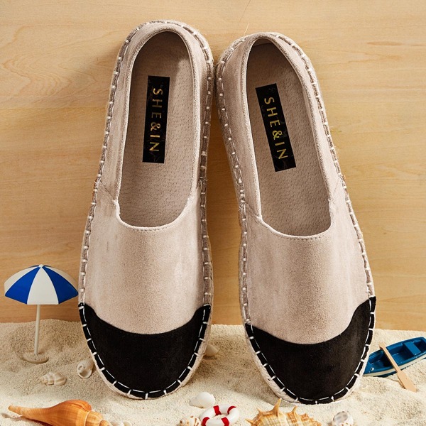 

Cap Toe Slip On Espadrille Flats, Beige