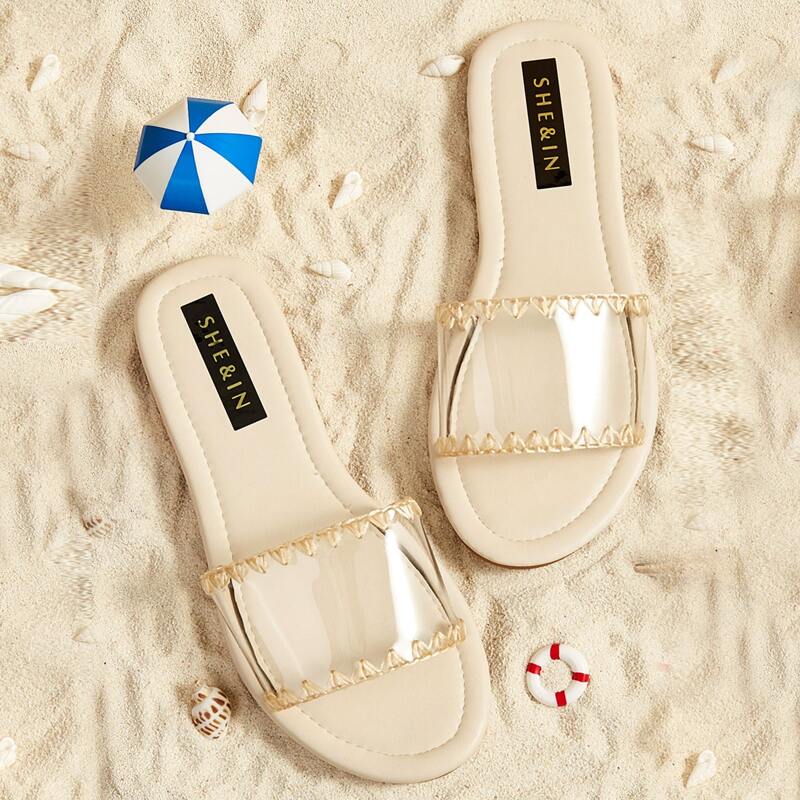 

Clear Wide Fit Sliders, Beige