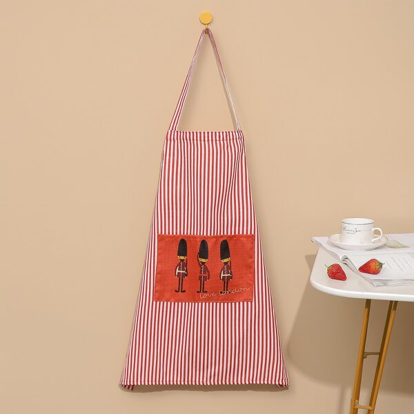 

Striped Pattern Apron, Red