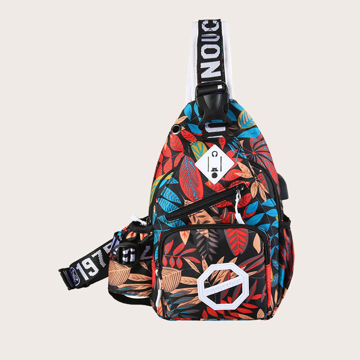 

Guys Leaf Graphic Sling Bag, Multicolor