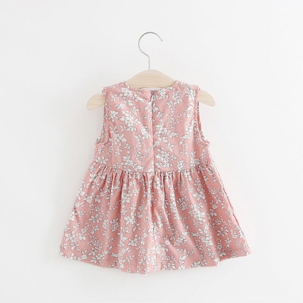 

Toddler Girls Floral Print Ruffle Trim Zip Back Dress, Pink