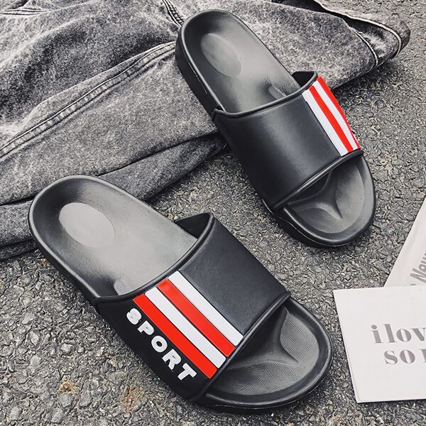 

Men Striped Wide Fit Sliders, Black