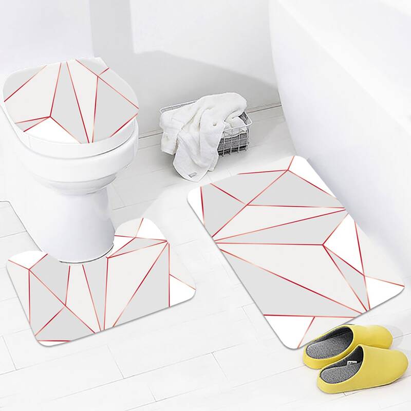 

3pcs Geometric Pattern Closestool Mat, Multicolor