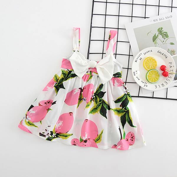 

Toddler Girls Bow Front Lemon Print Cami Dress, Multicolor
