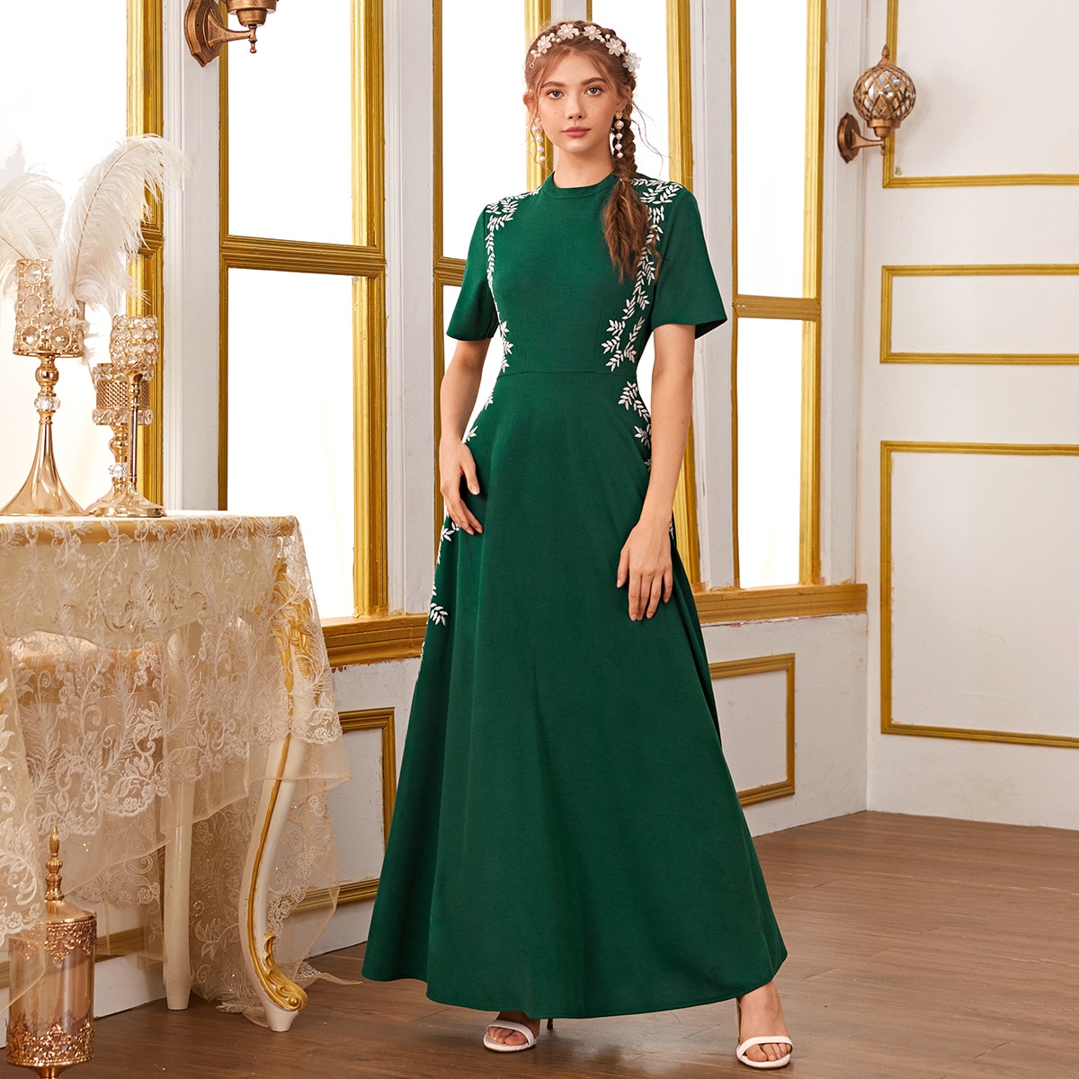 Plants Pattern Zip Back Dress thumbnail