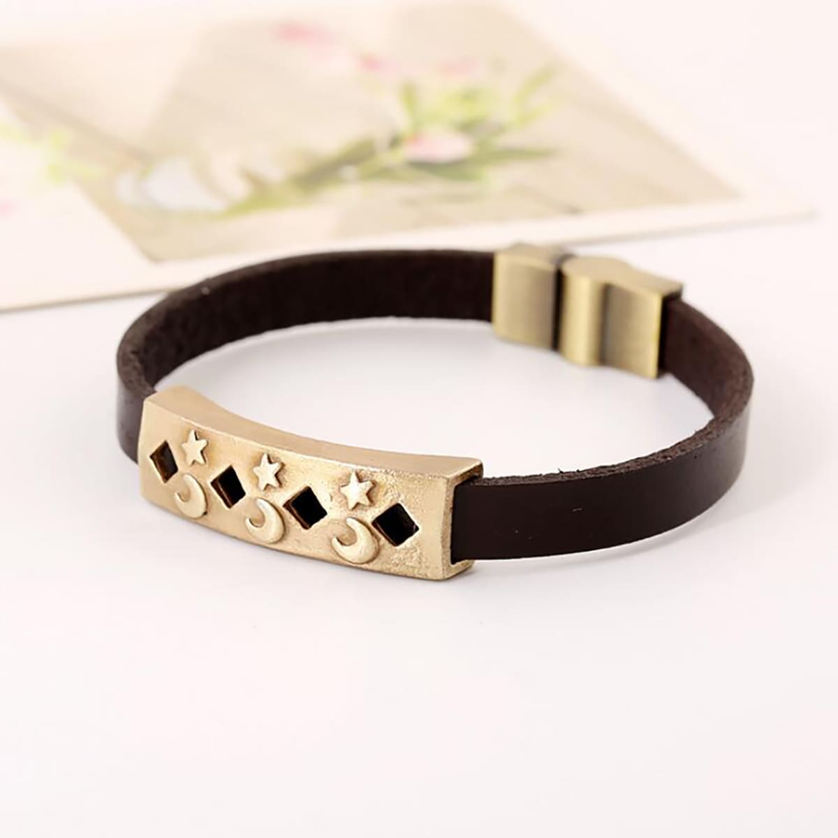 

Guys Star Moon Bracelet, Brown