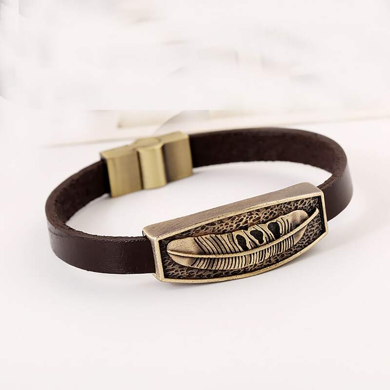 

Guys Leaf Bracelet, Brown