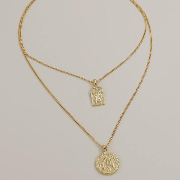 

Coin Layered Necklace, Gold