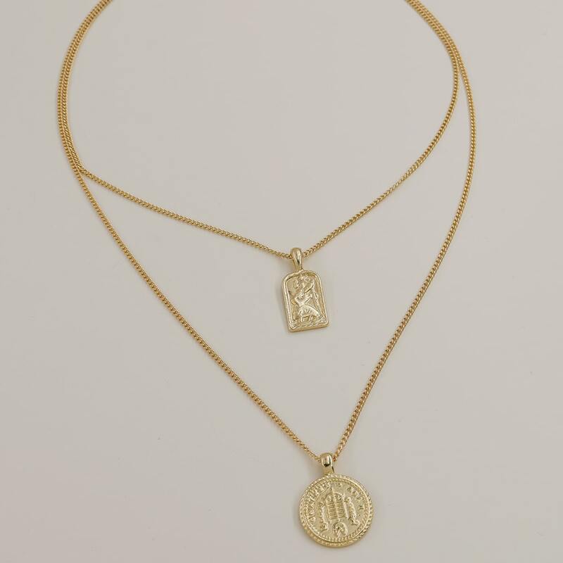 

Coin Layered Necklace, Gold
