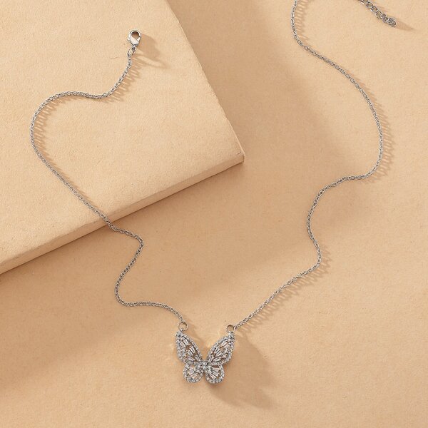 

Butterfly Charm Necklace, Silver