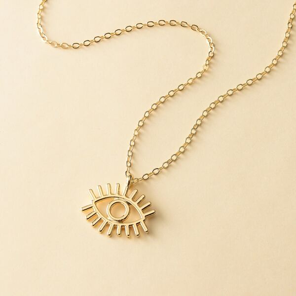 

Eye Charm Necklace, Gold