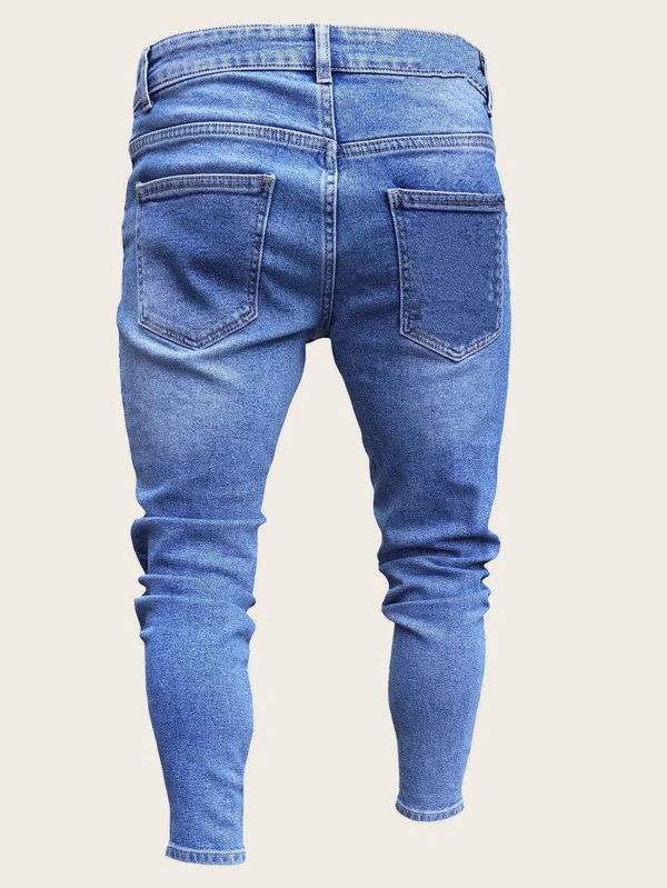 guys letter & cartoon patched jeans