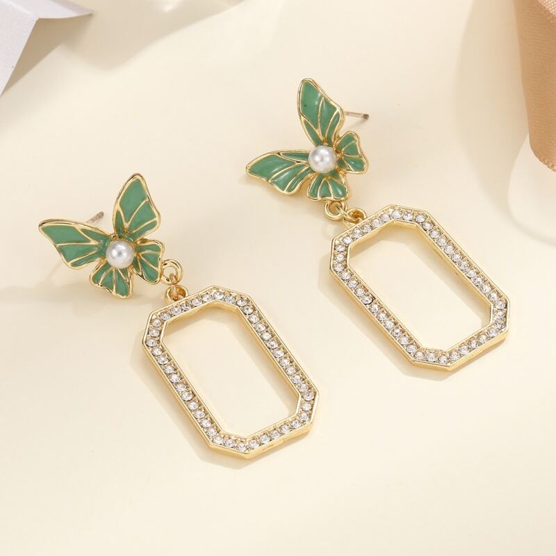 

Butterfly Drop Earrings, Green