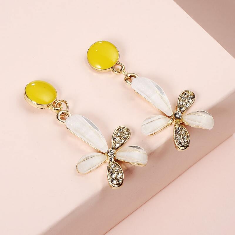

Rhinestone Flower Earrings, Multicolor