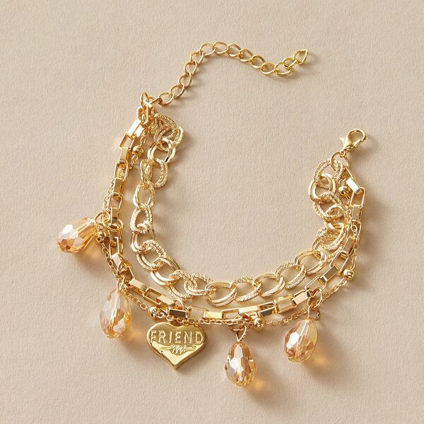 

Heart Layered Bracelet, Gold